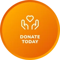 Donate Today button icon with heart and hand charity symbol