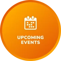 Orange upcoming events calendar badge icon with white calendar and “UPCOMING EVENTS” text.