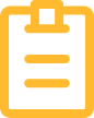 Golden document icon with rounded tabs and text lines, flat UI style