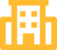 Golden pixel mask icon with symmetrical eyes and geometric mouth in bright yellow